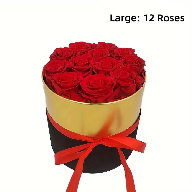 1/7/12PCS Natural Peserved Rose Eternal Forever Real Roses round Box Immortal Roses Mothers Valentines Day Gifts