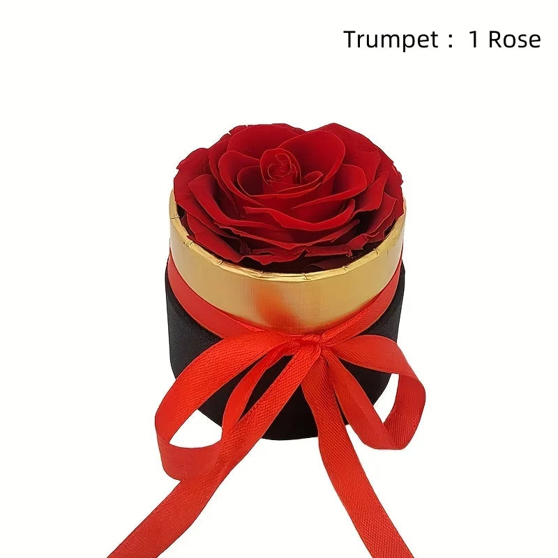 1/7/12PCS Natural Peserved Rose Eternal Forever Real Roses round Box Immortal Roses Mothers Valentines Day Gifts