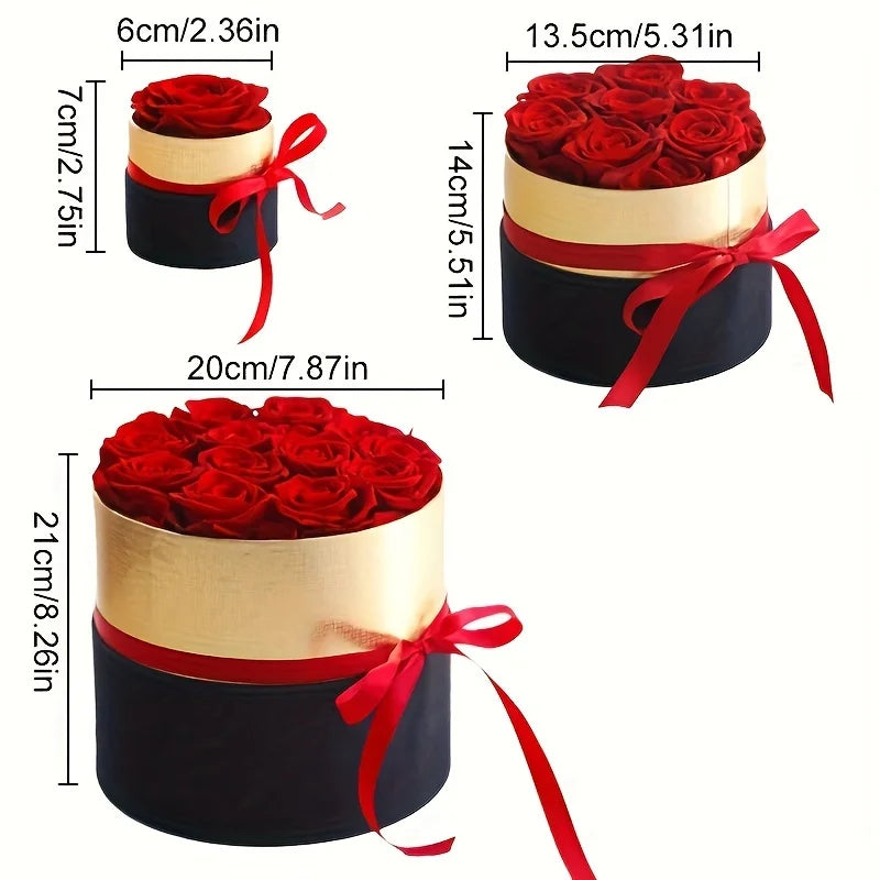 1/7/12PCS Natural Peserved Rose Eternal Forever Real Roses round Box Immortal Roses Mothers Valentines Day Gifts