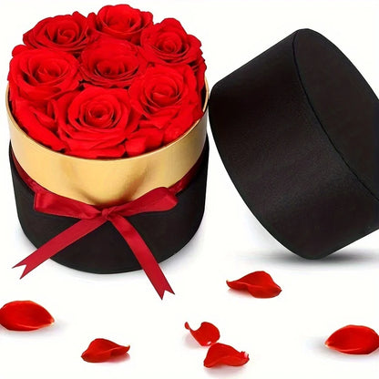 1/7/12PCS Natural Peserved Rose Eternal Forever Real Roses round Box Immortal Roses Mothers Valentines Day Gifts