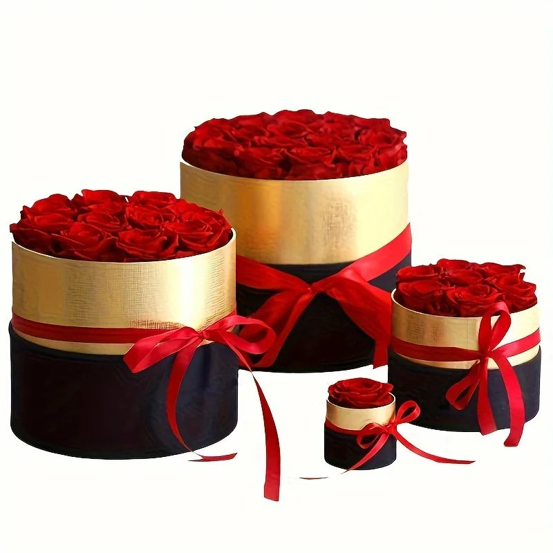 1/7/12PCS Natural Peserved Rose Eternal Forever Real Roses round Box Immortal Roses Mothers Valentines Day Gifts