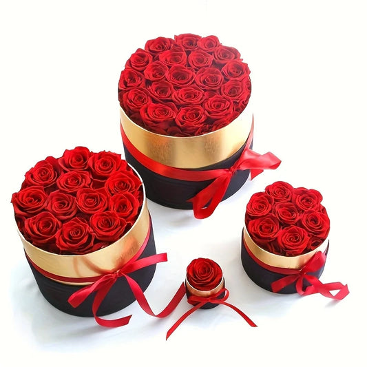 1/7/12PCS Natural Peserved Rose Eternal Forever Real Roses round Box Immortal Roses Mothers Valentines Day Gifts