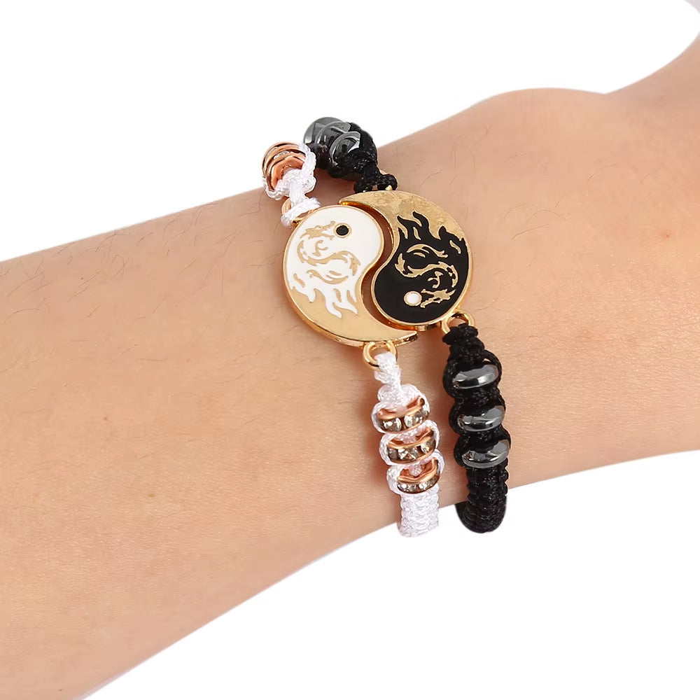 2025 Fashion Dragon Figure Yin Yang Bracelet Couple Adjustable Bracelets Boyfriend Girlfriend Valentine'S Day Friendship Jewelry